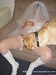 Stunning doggy gives my lusty wife a nice cunnilingus - picture 14