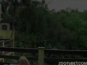 Sensual anal sex a slender blonde and two trained dogs