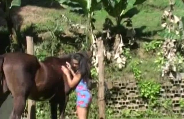 Horse Fuk With Girl - Lusty girl does weird sexual things to horse / Zoo Tube 1