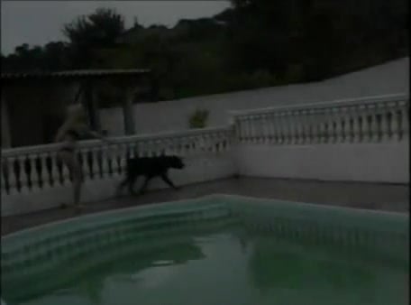 Rottweiler fucks blonde in doggystyle by swimming pool / Zoo ...