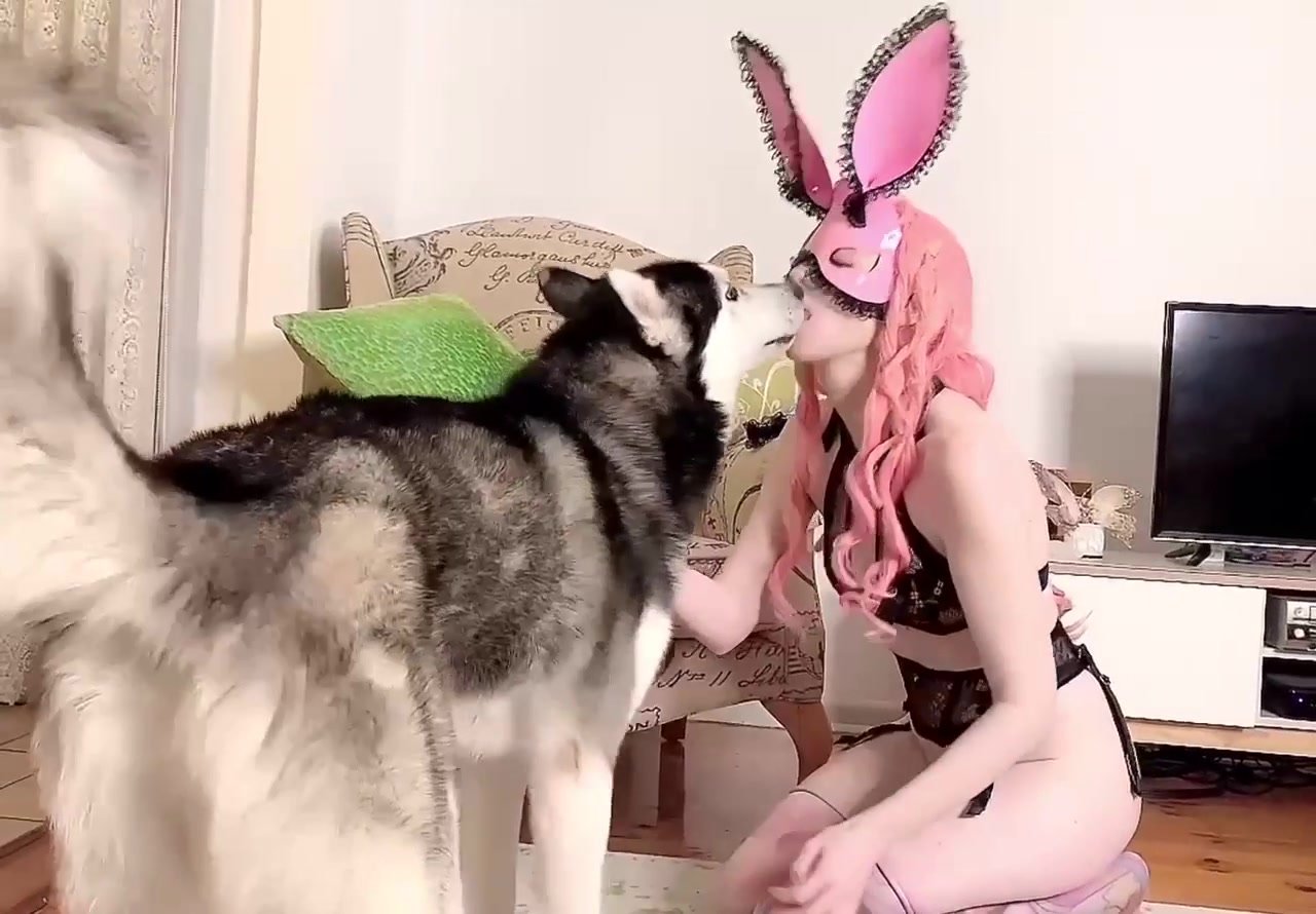 Pale teen zoophile gives dog a nice handjob after kiss