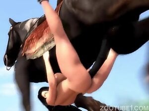 Redheaded gal fucks a horse in a 3D zoo compilation