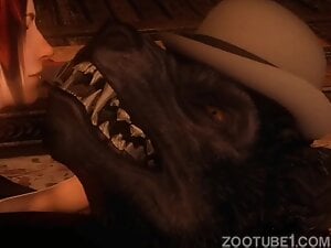 Randy zoophilic movie showing a 3D brunette fucking