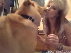 Girl kisses her dog on the mouth before fucking