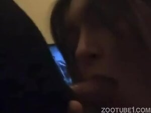 Young lady in dog fellatio