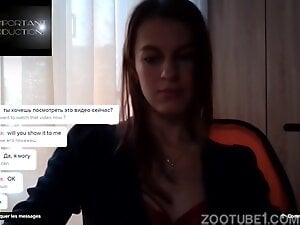 Young woman on webcam beast session
