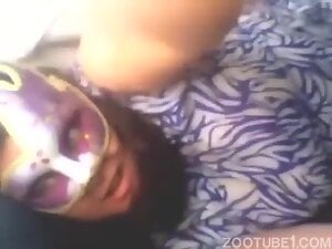 Masked lady with lapdog