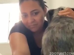 Mom and Dog having fun