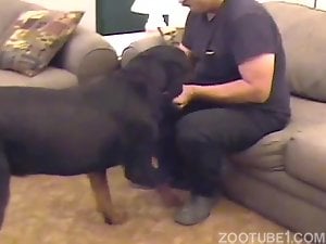 Fat guy with big ass gets screwed by brutal dog
