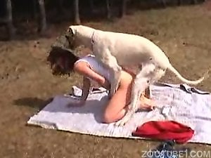 Masturbating zoophile banged and busted by a dog